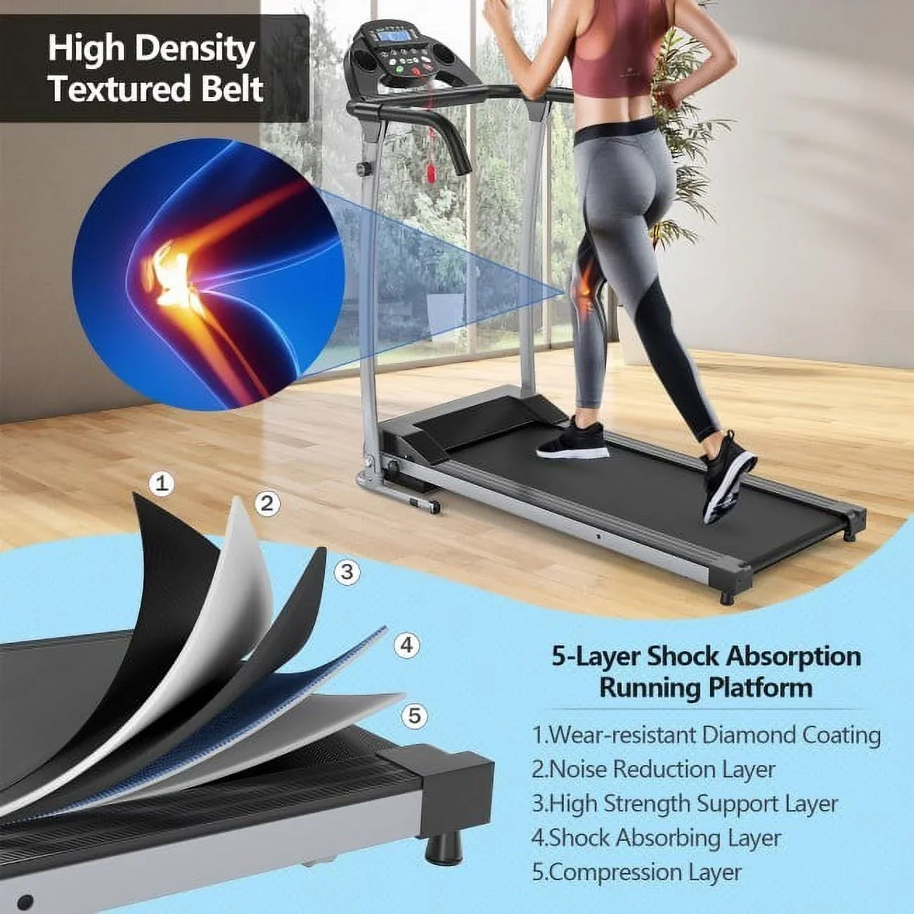 Compact Electric Folding Treadmill Level  Display Up Your Fitness Routine