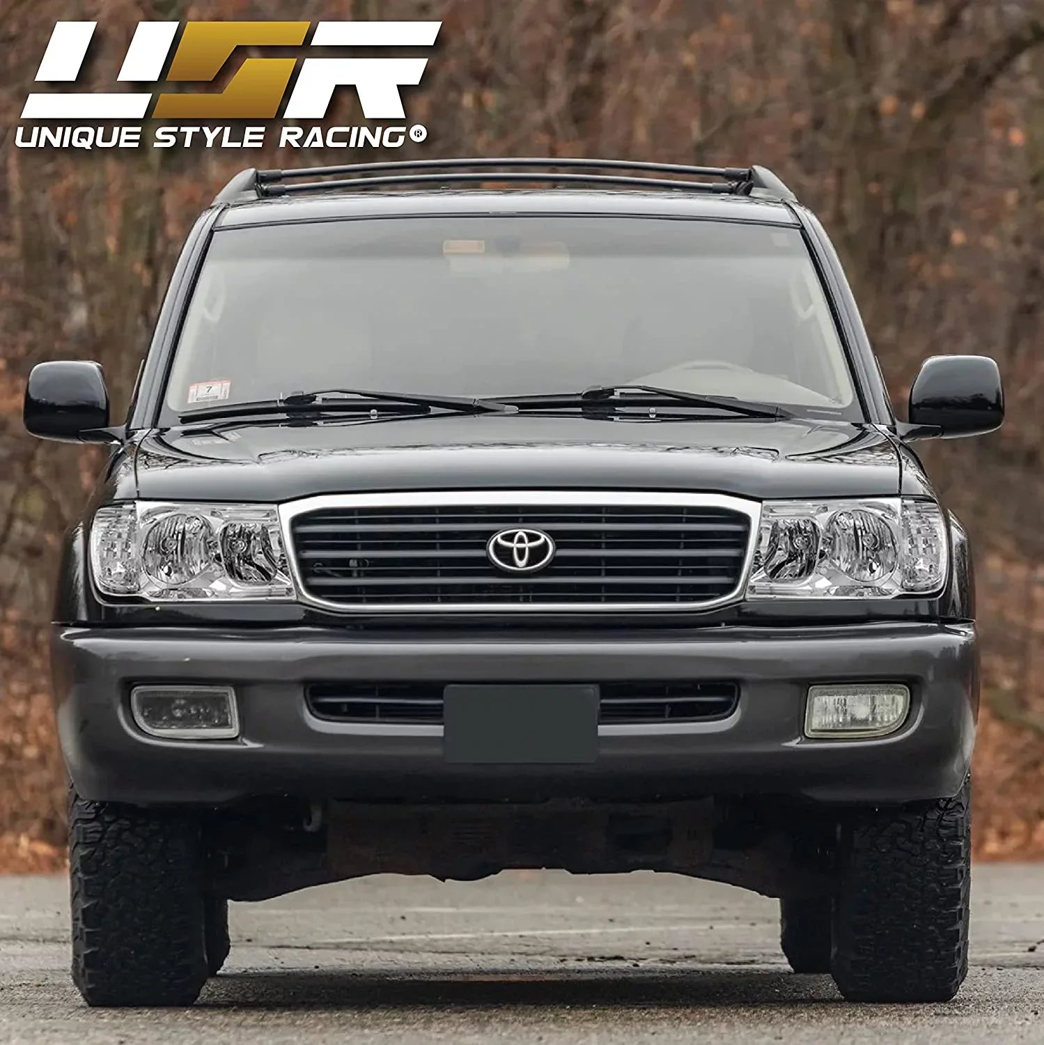 Headlights - Headlamps Set (Left + Right) Compatible with 1998-2005 Toyota Land Cruiser  100 (Euro Style with Clear Corner  Piece Design)