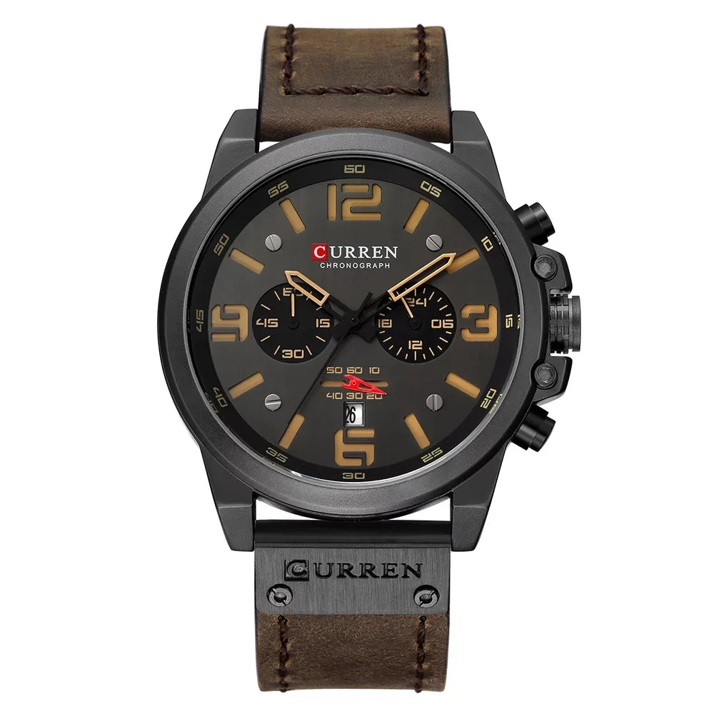 8314 Men Watch Quartz Brand Watch Wristwatch Calendar Hour Minute Time Display Leather Watch