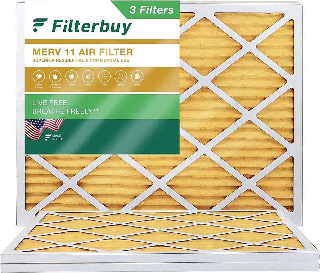 Filterbuy 16.38x21.5x1  11 Pleated   Furnace Air Filters (3-Pack)