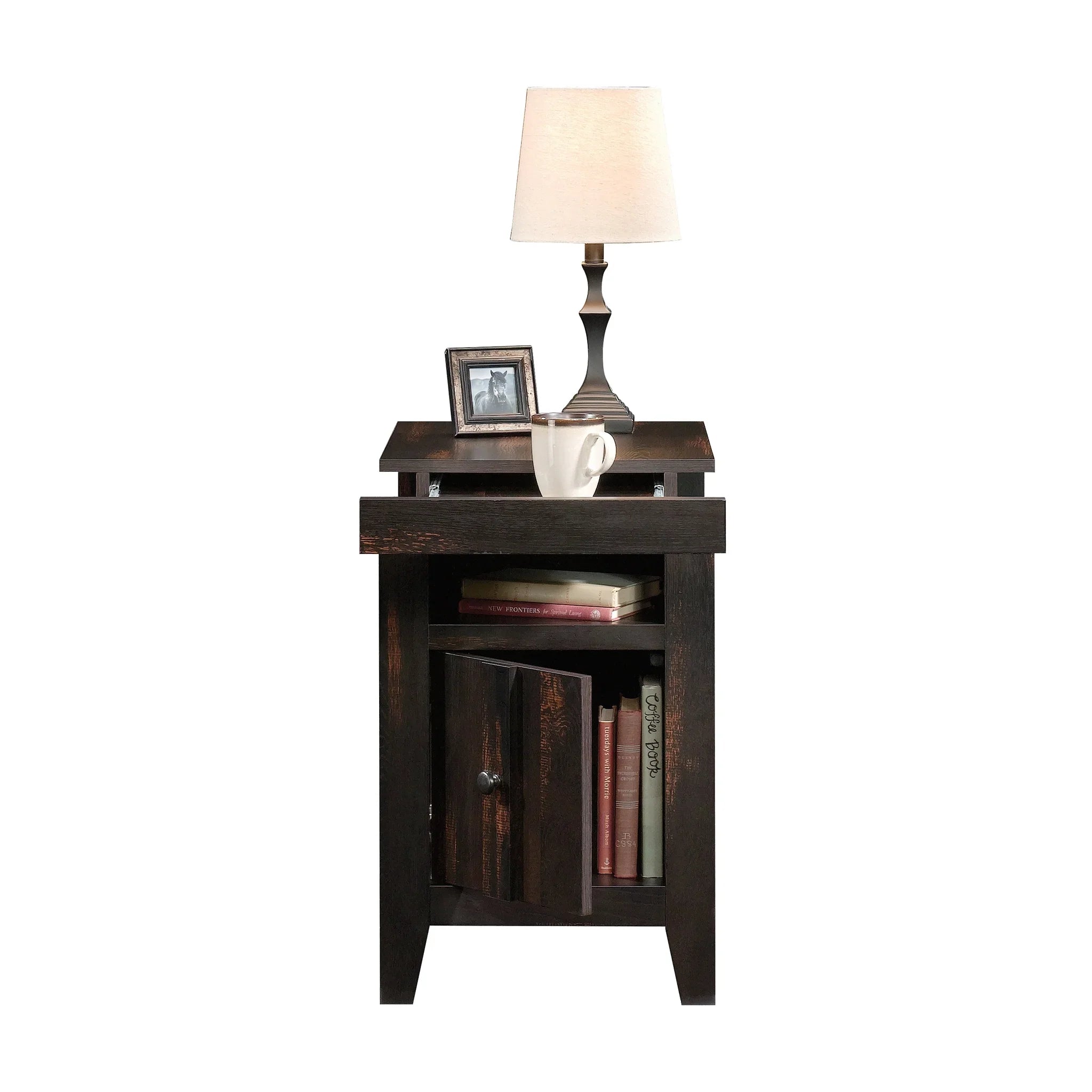 Sauder Dakota Pass End Table, Char Pine Finish