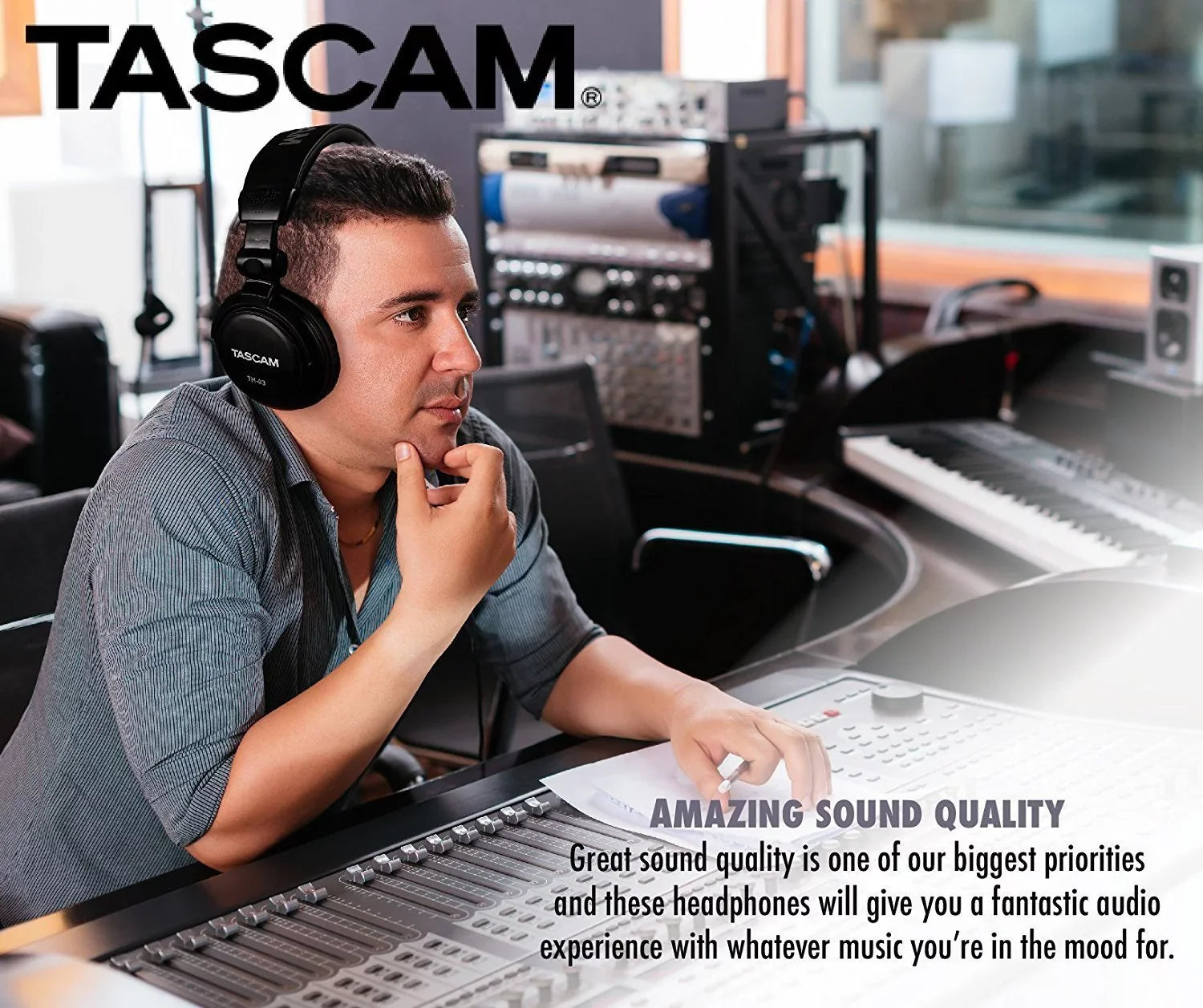 Tascam -03 Closed Back Over-Ear Headphones (Black)