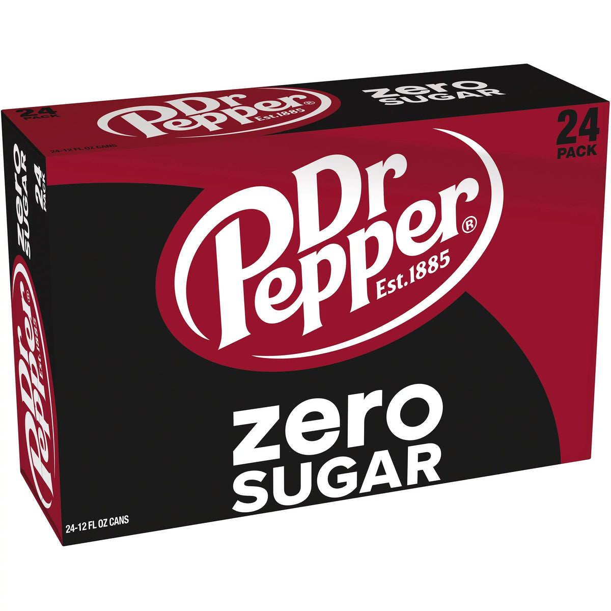 Dr Pepper Zero Sugar Soda Pop, 12 fl oz, 24 Pack Cans