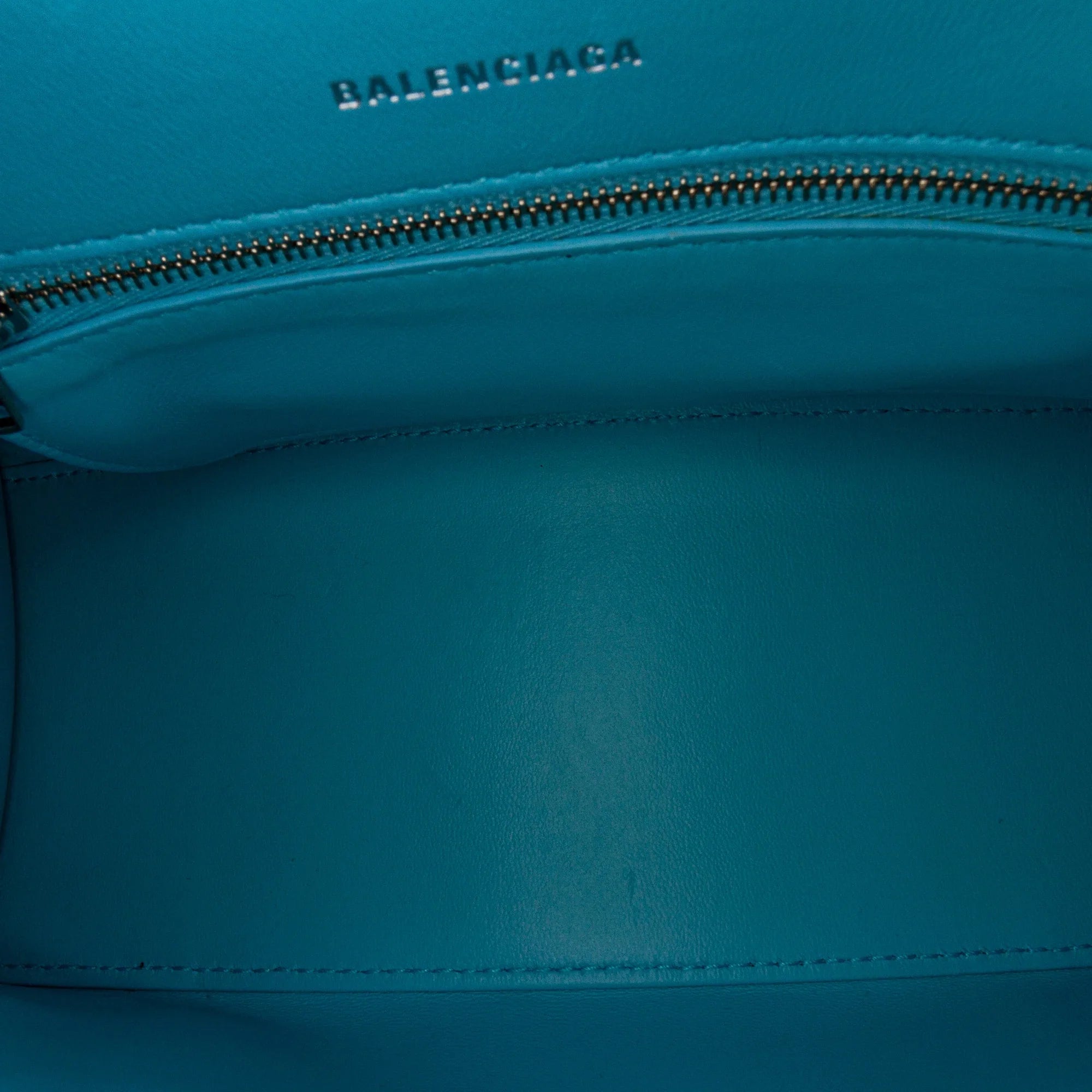 Pre-Owned Authenticated Balenciaga Hourglass  Satchel Calf Leather Blue Unisex (Good)