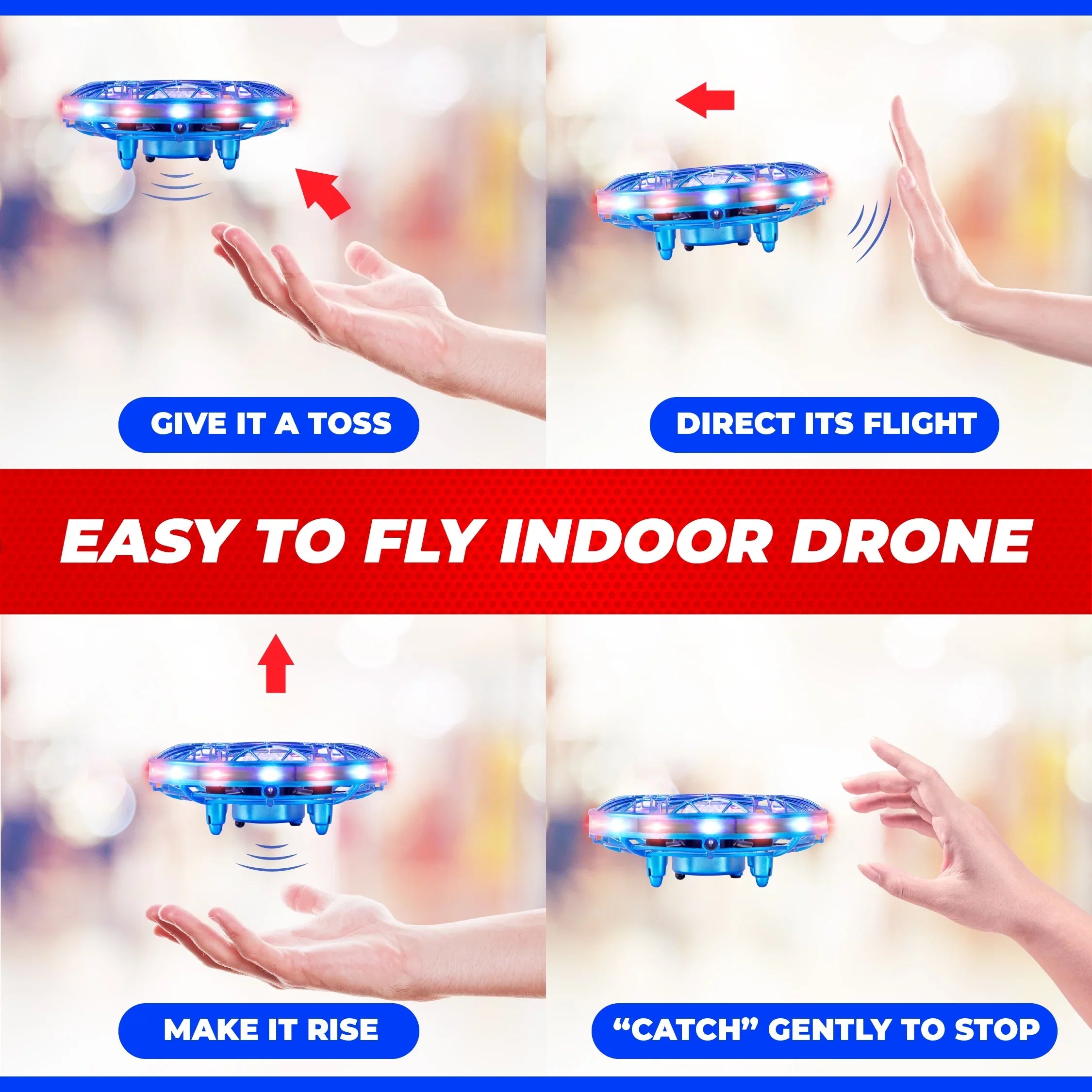 Force1 Scoot Pro Aerial Drone Hand Controlled Mini Drone with Projector  Light (Blue)