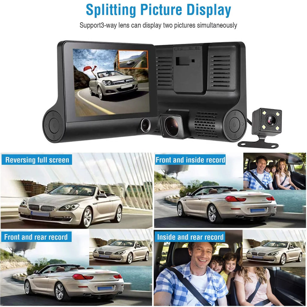 iMouTEK 1080P Touch Screen Car Dash 4in Cam Dash Camera Front and Rear Camera with -Sensor Loop Recording Motion Detection