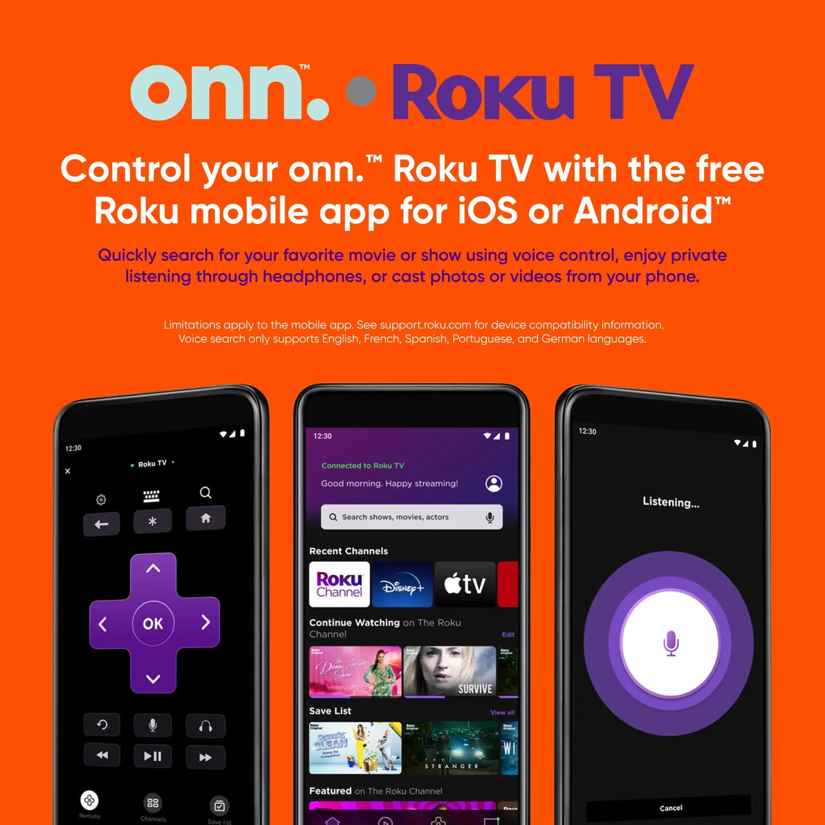 onn. 65”  4K  (2160p) Roku Smart  with Dolby Atmos, Dolby Vision, Local Dimming, 120hz Effective Refresh Rate, and  (100071705)