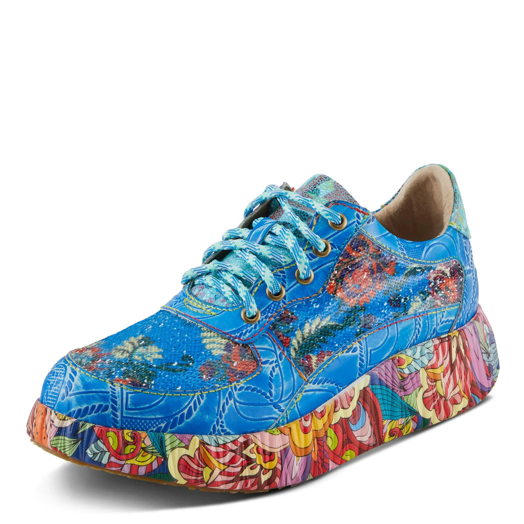 Spring Step 'Artiste Women's  Multicolored Fashion Sneakers | Unique Energetic Patterns Blue Multi  39 /  8.5