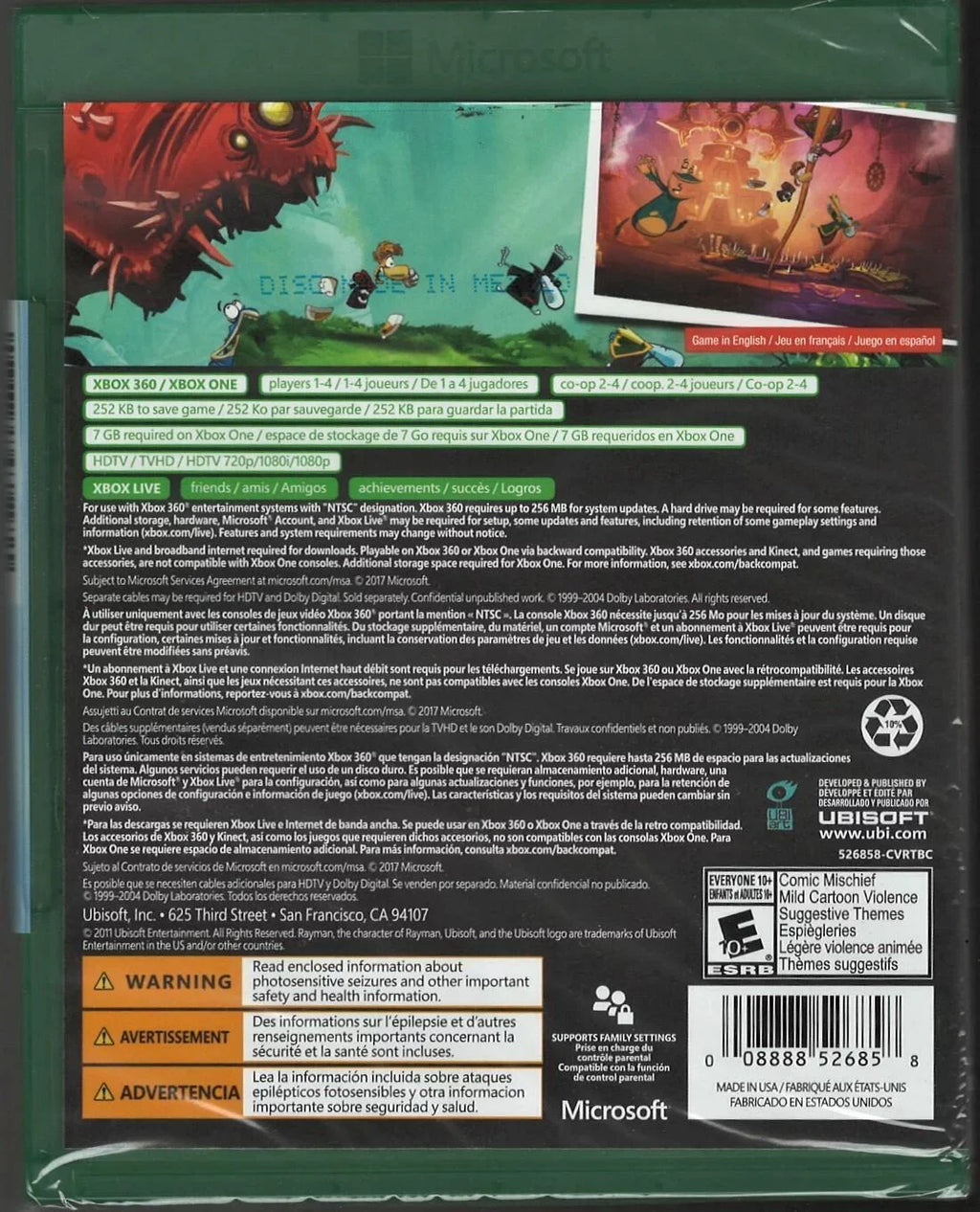 Rayman Origins Xbox 360 (Brand New Factory Sealed  Version) Xbox 360