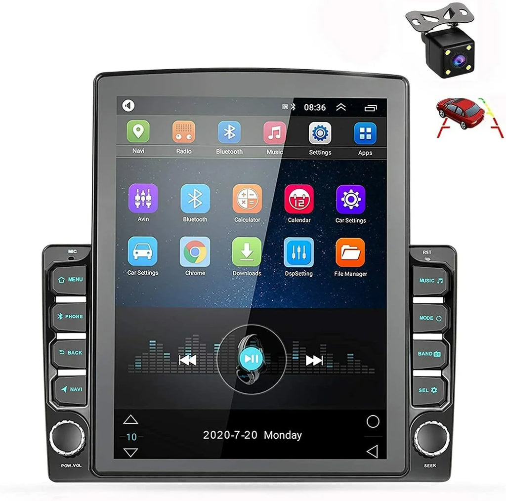KingFurt Universal Car Stereo 9.7" Touch Screen Bluetooth Music  Radio  Navigation Reversing Camera Input