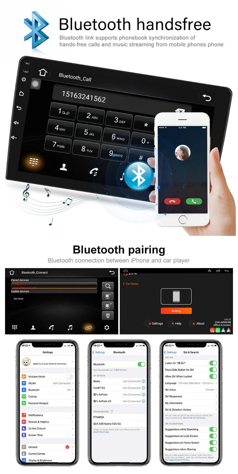9" 1280*720  2+32GB Android 13 Apple CarPlay Car Stereo Radio  Navi Fit Hummer  2005-2010