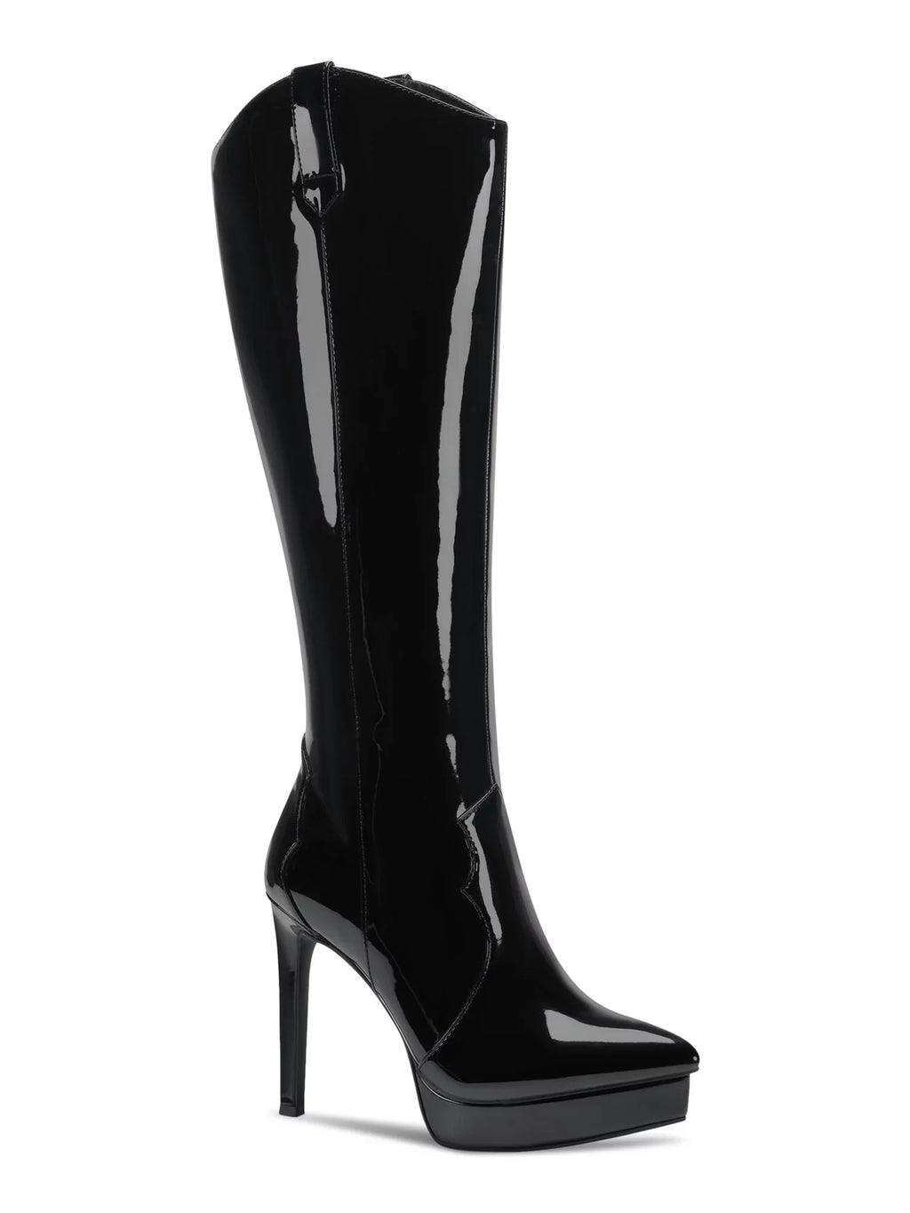 Womens Black 3/4" Platform Comfort Trixi Pointy Toe Stiletto Zip-Up Dress Boots 5.5