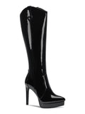 Womens Black 3/4" Platform Comfort Trixi Pointy Toe Stiletto Zip-Up Dress Boots 5.5