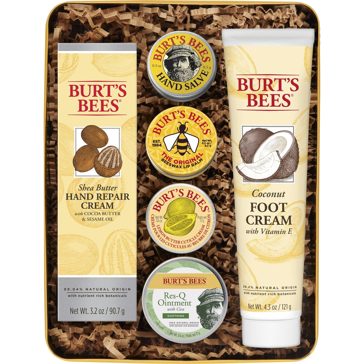 Burt's Bees Classics Gift Set, 6 Products in Giftable Tin  Cuticle Cream, Hand Salve, Lip Balm, Res- Ointment, Hand Repair Cream and Foot Cream