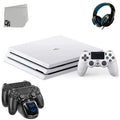 Pre-Owned Sony PlayStation 4 Pro 1TB Gaming Console White with Charging Dock Headset Bolt Axtion