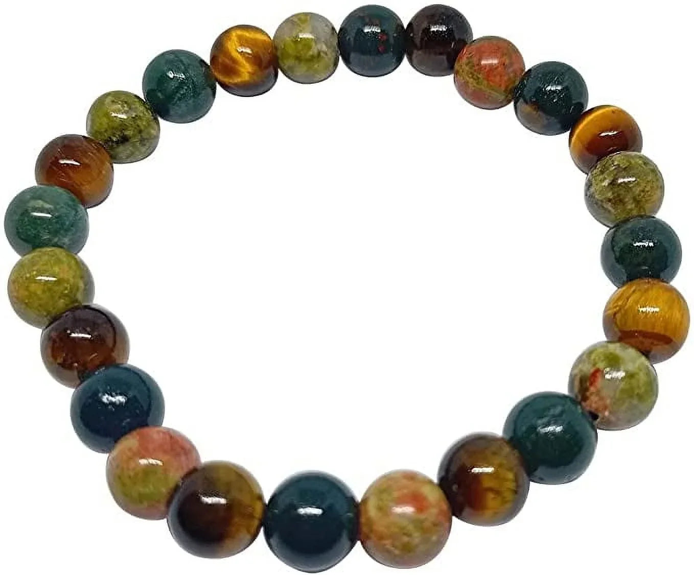 Genuine Tiger Eye, Bloodstone And Jasper Gemstone Stretch Bracelets For Women & Men, Handmade Fashion Bracelets, Adjustable Designer Jewelry Gifts