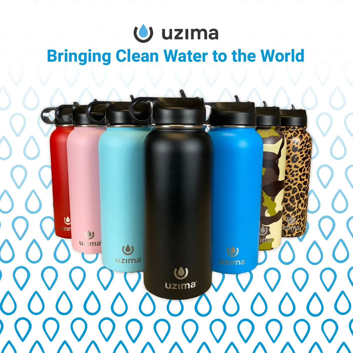 Uzima - -Source Filtered Water Bottle for Hiking, Backpacking, Camping, and Travel. Water Purification on the Go. Large 32oz Capacity with Double-Walled Stainless Steel Exterior .(Red)