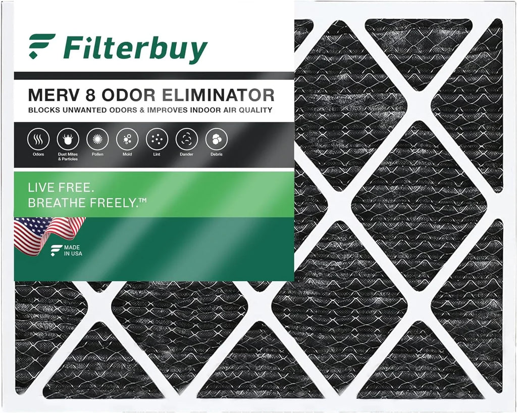 Filterbuy 24x25x1  8 Odor Eliminator Pleated   Furnace Air Filters with Activated Carbon (1-Pack)