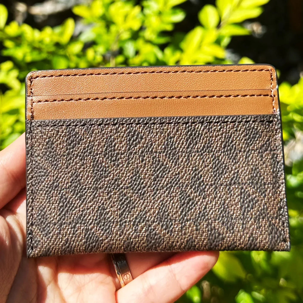 Michael Kors Reed Large Card Holder Wallet Brown  Signature Logo