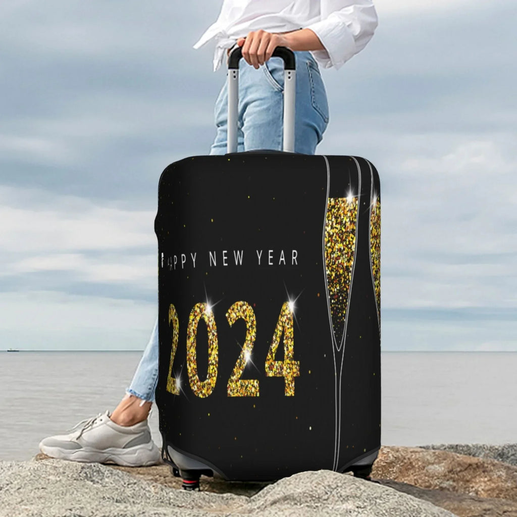 Haiem Happy New Year 2024 (2) Luggage Cover,Durable, Washable Suitcase Protector With Anti-Scratch Technology - Keep Your Luggage Looking New Medium