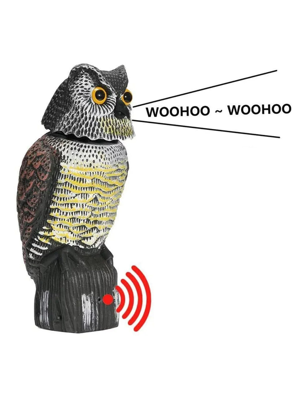Listenwind Realistic Owl Decoy With Rotating Head Bird Pigeon Crow Scarer