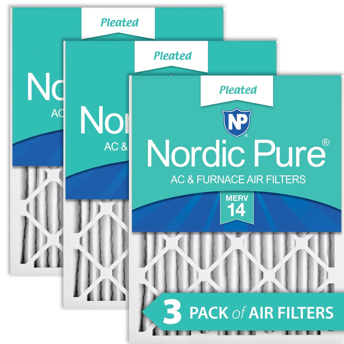 Nordic Pure 16x30x2 Pleated  14 Air Filters 3 Pack