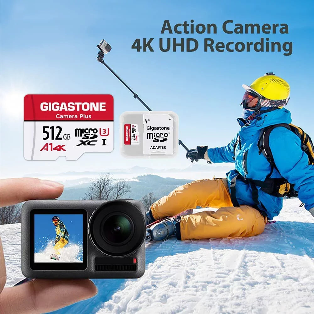 Gigastone 512GB Camera Plus Micro  memory Card 100MB/s, Full  Video,  Class 10 designed for with Nintendo Switch Dash Cams GoPro Camera Samsung Canon Nikon Drone
