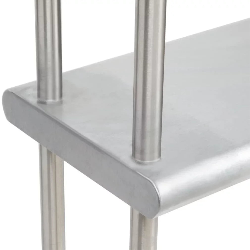 24" x 48" Stainless Steel Work Table With Two Shelves | 12" Wide Double Tier Overshelf | Metal Kitchen Prep Table & Shelving Combo
