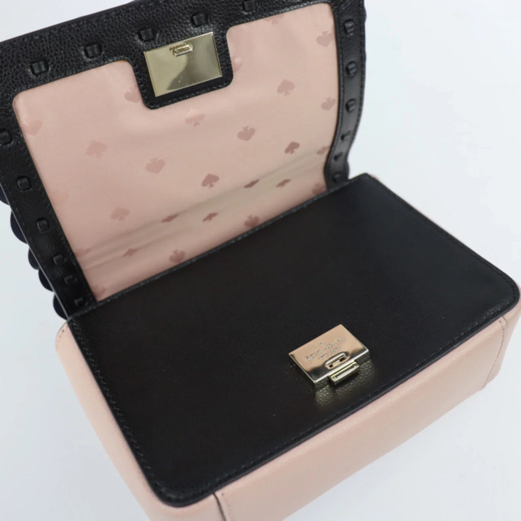 Pre-Owned Kate Spade Maisy Patternson drive grommet handbag  leather black pink beige gold hardware 2WAY shoulder bag punching (Good)