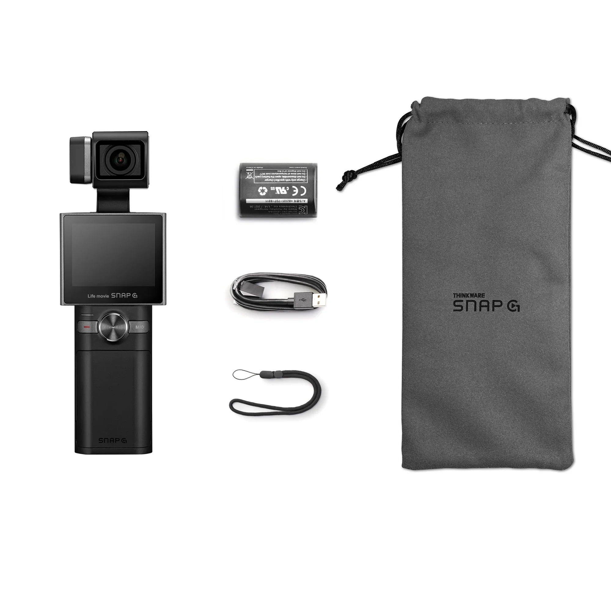 Thinkware - Creator Package Handheld 3-Axis Video Gimbal Stabilizer 4K Camera Vlog Influencer 60FPS 133.9° Wide Angle 2"  Touchscreen Live Stream Replaceable Battery  Track Face  Zoom