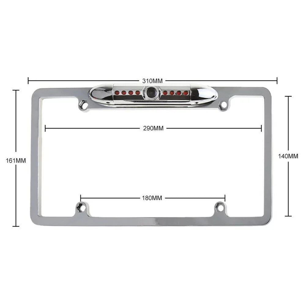 Universal Slim Chrome License Plate  Camera with Wide Viewing Angle