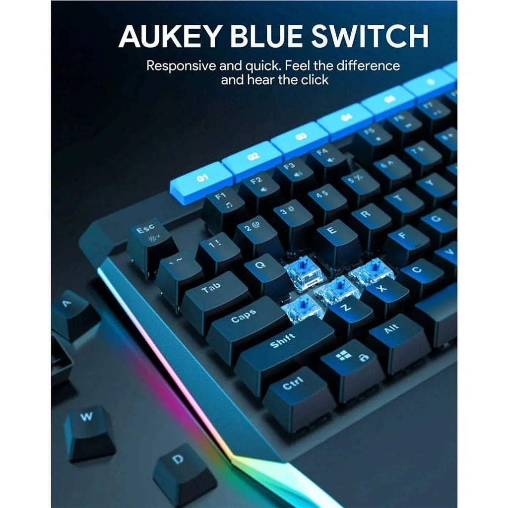 Mechanical Keyboard Blue Switches 104key with Volume Control Button