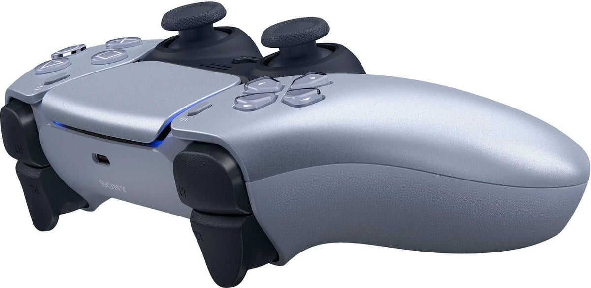 PlayStation 5,  DualSense Wireless Controller - Sterling Silver Bundle With 6Ave Microfiber Cleaning Cloth