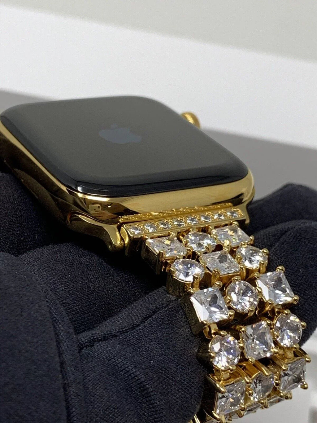 24K Gold Plated 44MM iWatch  5 Gold Link Band Diamond Rhinestones