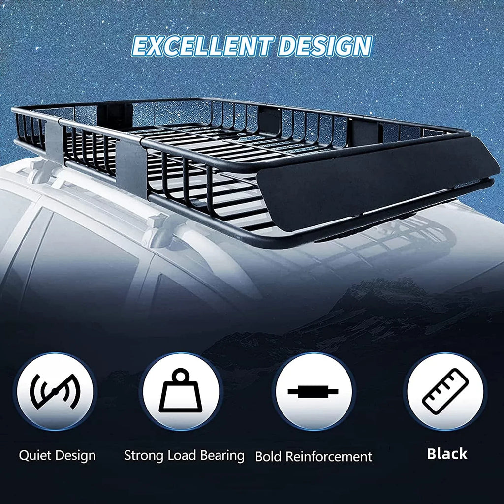 64" x 39" x 6'' Universal Roof Rack Cargo Carrier with Extension 250LBS Weight Capacity Heavy Duty Steel Car  Top Luggage Storage Holder Basket for Travel