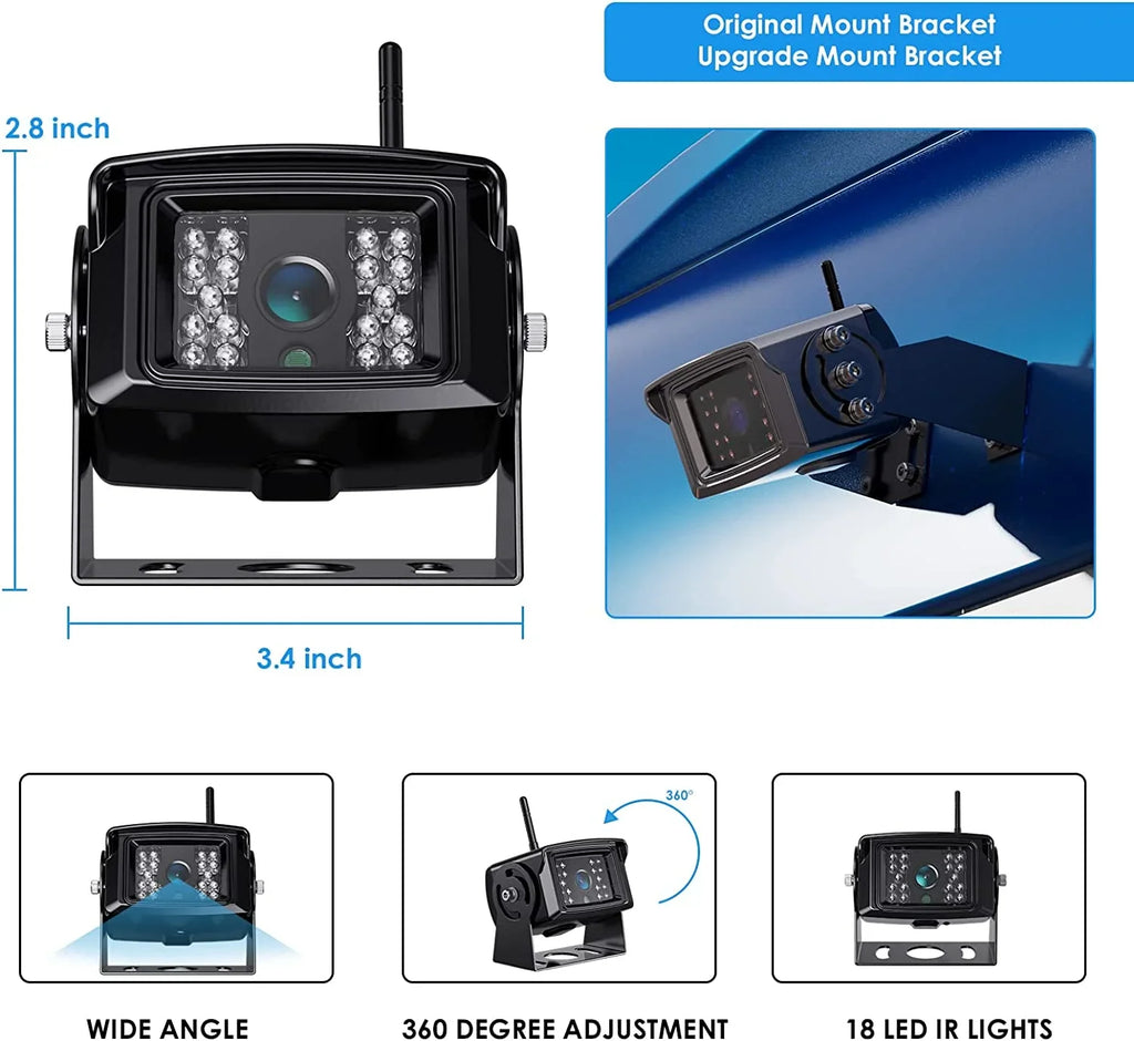 Wireless Digital Backup Camera Monitor System Kit 7''  1080P   Waterproof Rear View Camera for Truck/Semi-Trailer/Box Truck/-