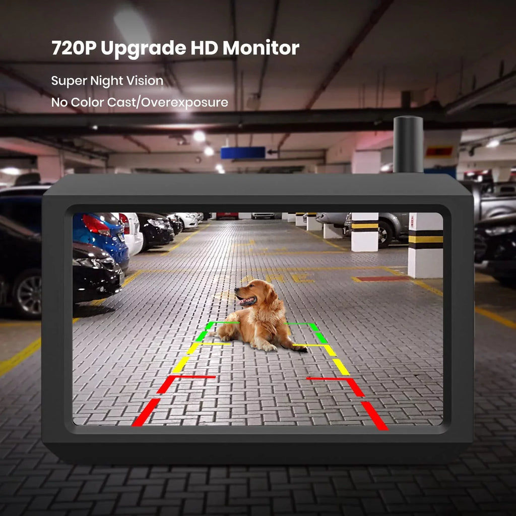 Auto-Vox Solar Wireless Backup Camera for Campervans, 2 Channel Wireless License Plate Back Up Rear View Camera with Solar Panel for Trucks Trailers ()
