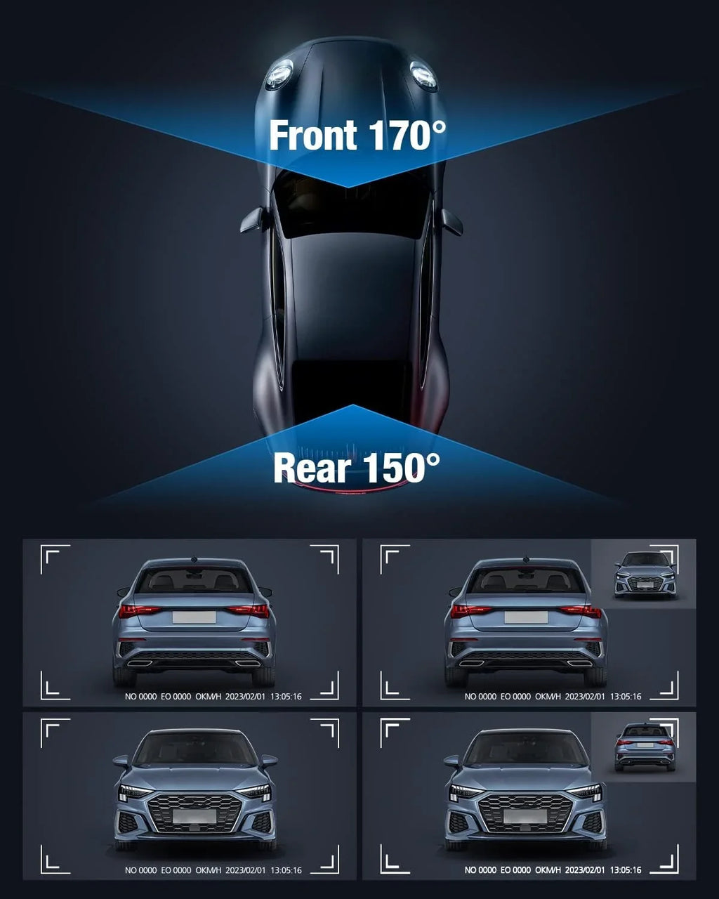 Dash Cam Front and Rear 4K/2K/1080P+1080P 5G WiFi  for Cars with Free 64G  Card, Night Vision, 24h Parking Mode,170°Wide, -Sensor, Loop Recording,