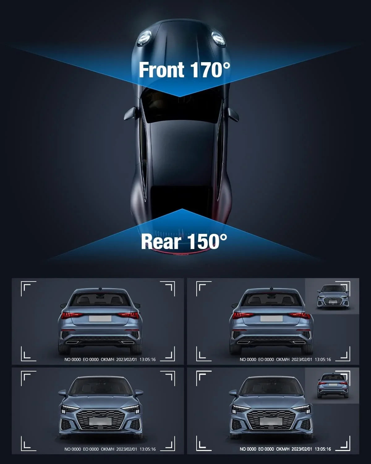 Dash Cam Front and Rear 4K/2K/1080P+1080P 5G WiFi  for Cars with Free 64G  Card, Night Vision, 24h Parking Mode,170°Wide, -Sensor, Loop Recording,