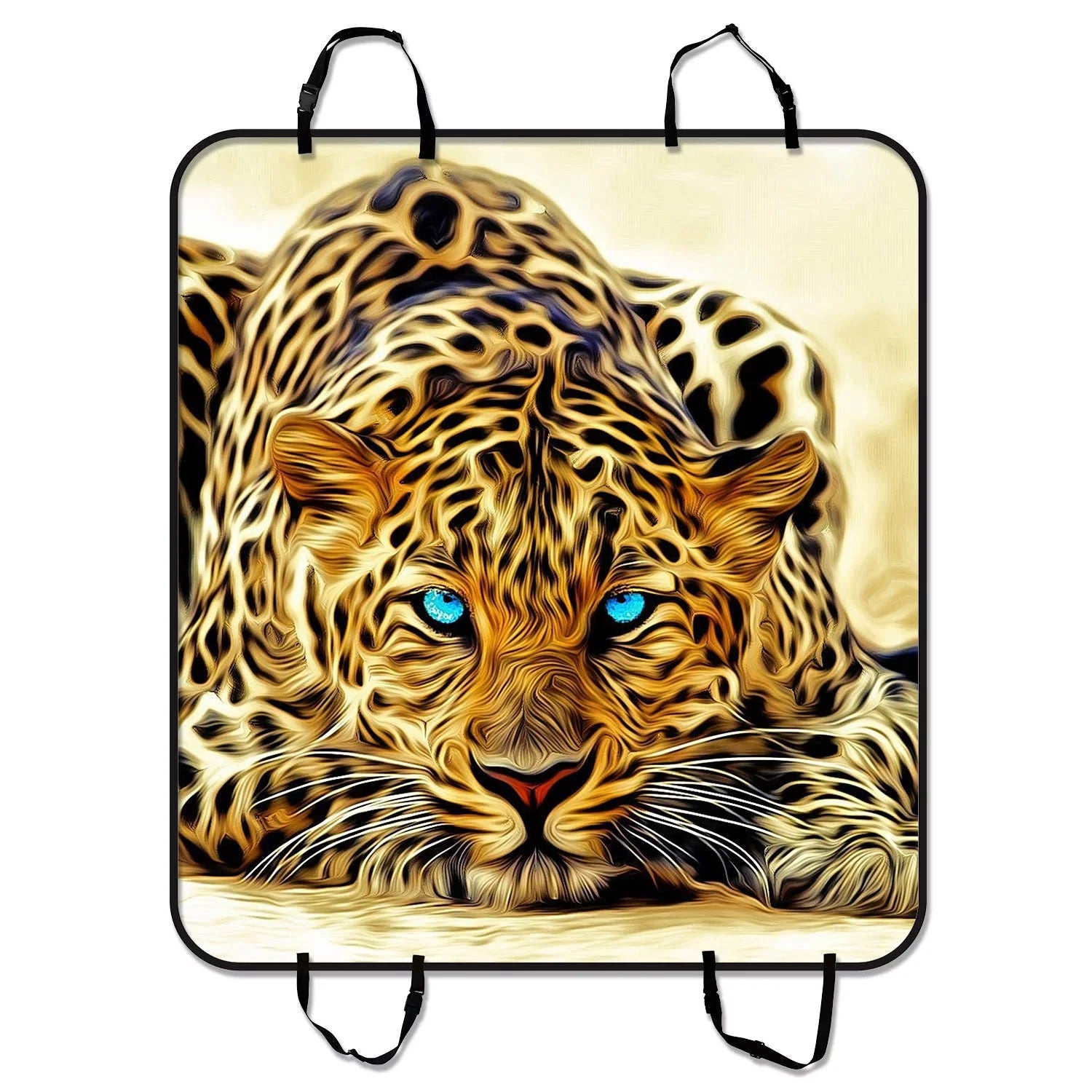 Special Effect Leopard With Authentical Blue Eyes Wild Animal Print Pet Car Seat Cover Dog Car Seat Mat Hammock Cargo Mat Trunk Mat For Cars Trucks and  54x60 inches