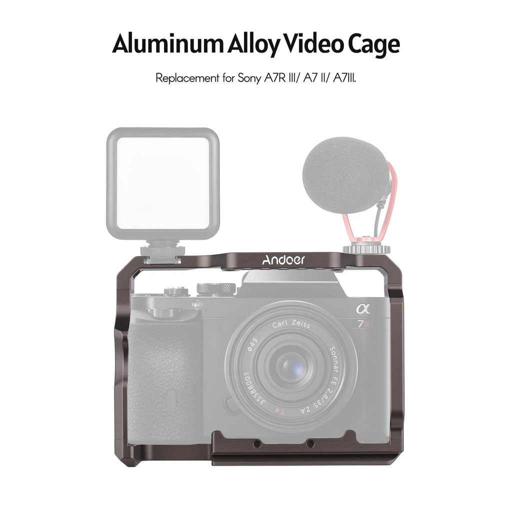 7299 Aluminum Alloy Cage Kit with Video Rig Handle Wooden Grip Replacement for Sony  /  /