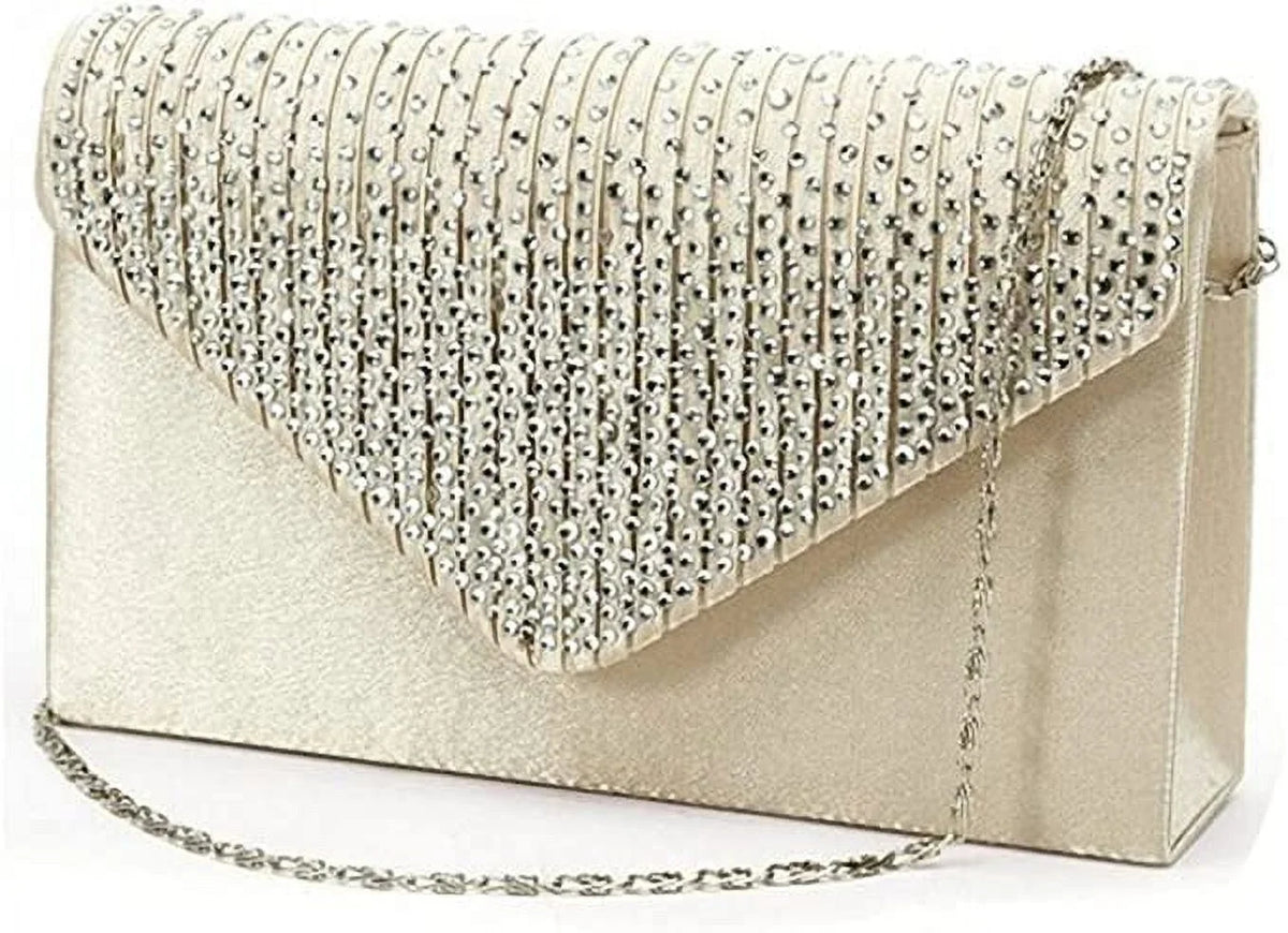 '-Story Women's Rhinestone Satin Frosted Evening Wedding Clutch Bag Handbag Purse