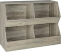 Kids , Toy Storage Organizer, Wooden Toy Storage Cabinet, 4 Cubby Children Bookcase, Toddler Book Toy Shelf for Bedroom, Nursery, Hallway, School, 39.4" Long, Gray Wash