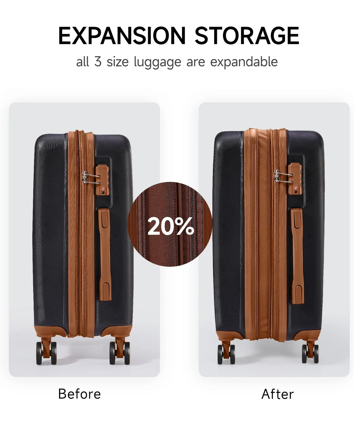 Crtynell 20-Inch Carry on Expandable Luggage with  Lock Airline Approved Suitcase with Spinner Wheels