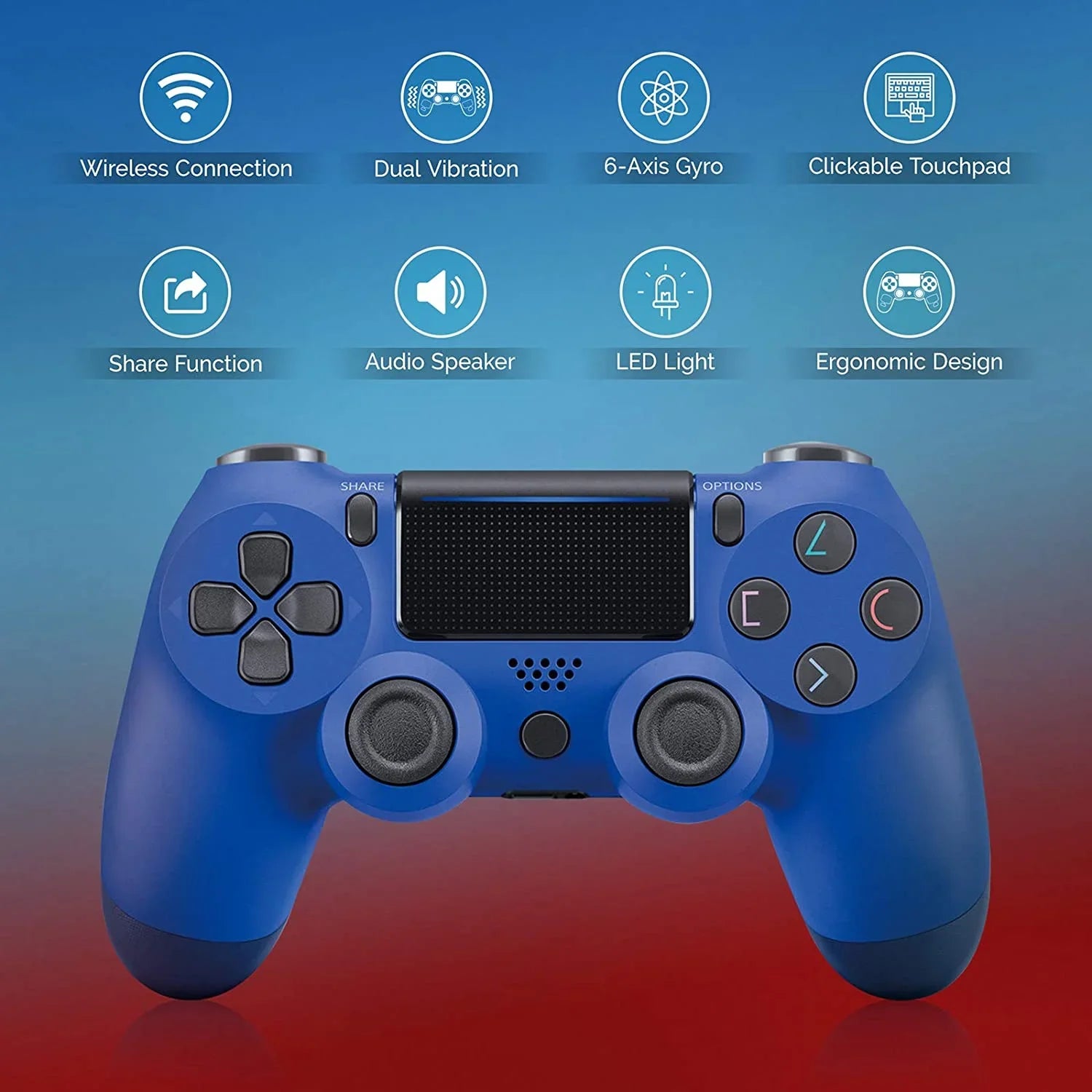 Wireless GamePad Compatible with Samsung Galaxy  Controller Plus 1,000 Battery/Built-In Speaker/Gyro/Remote BlueTooth Slim (Blue)