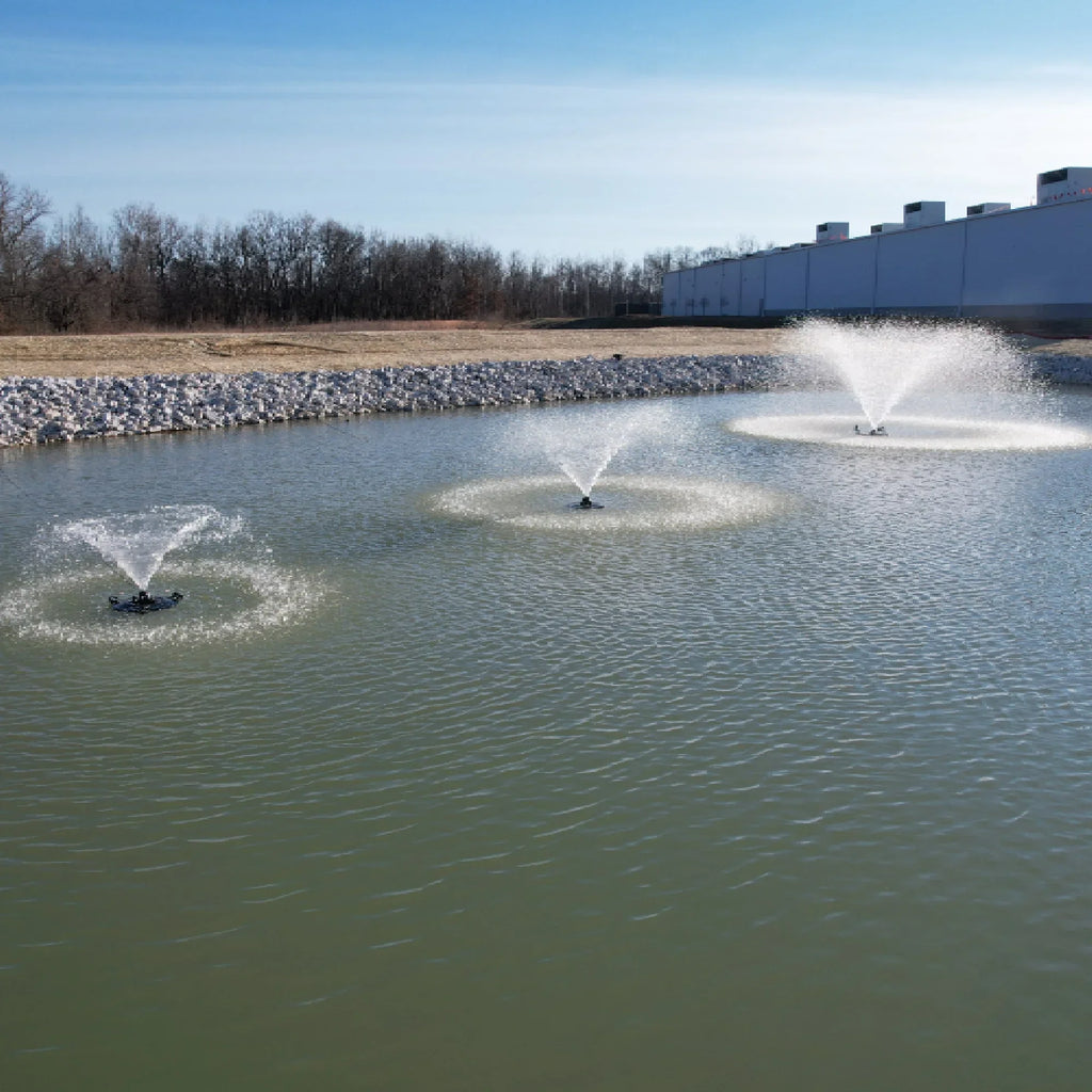 1.5  Floating Fountain | 100 foot Cord | 11 Patterns | White Lights | Surface Aeration for Ponds | -100