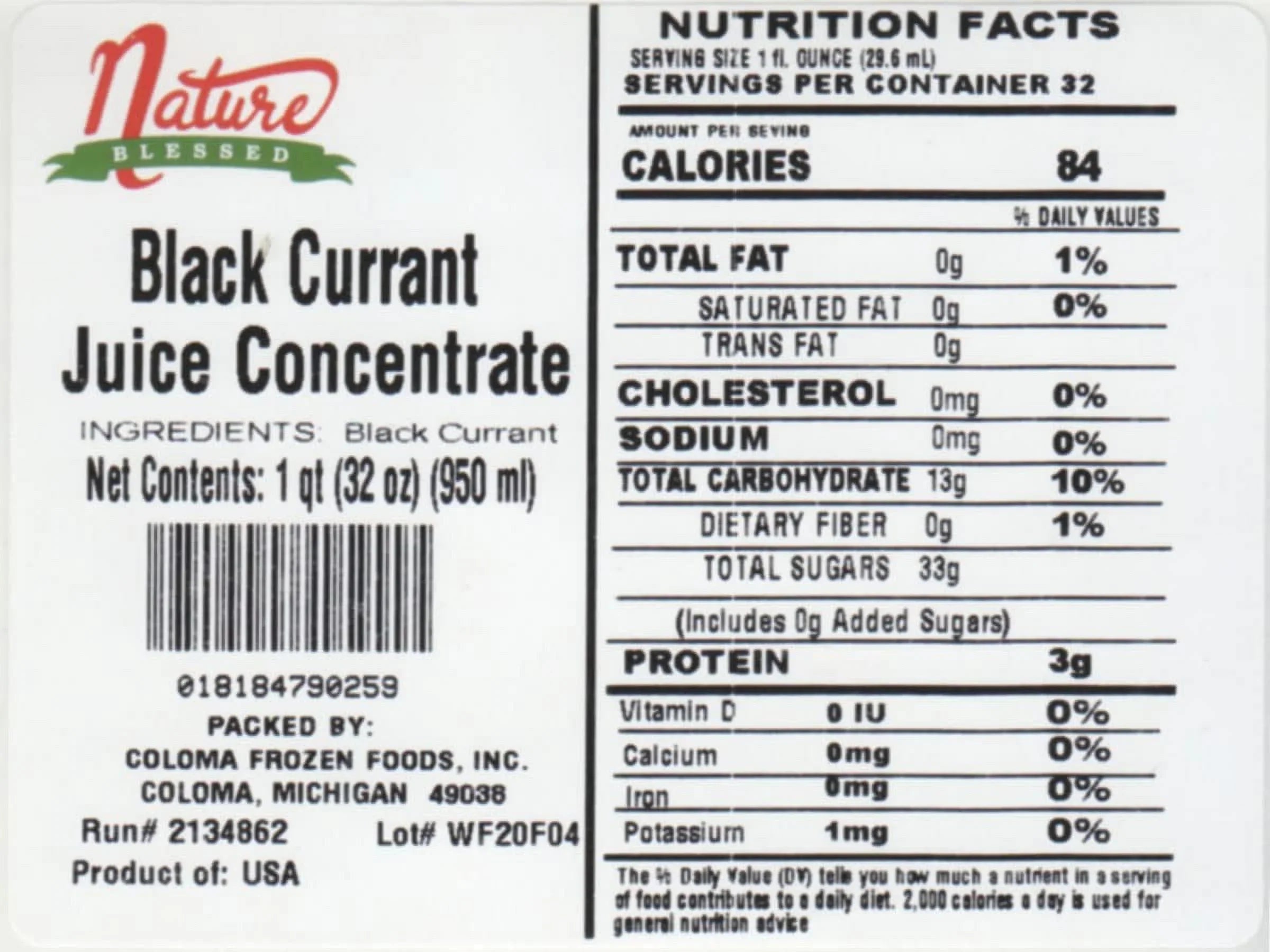 Pure Black Currant Concentrate - 1 Quart (1/32 Fl Oz Bottle), Applications: Home Wine Making, Brewing, Distilling, Smoothies, Jelly