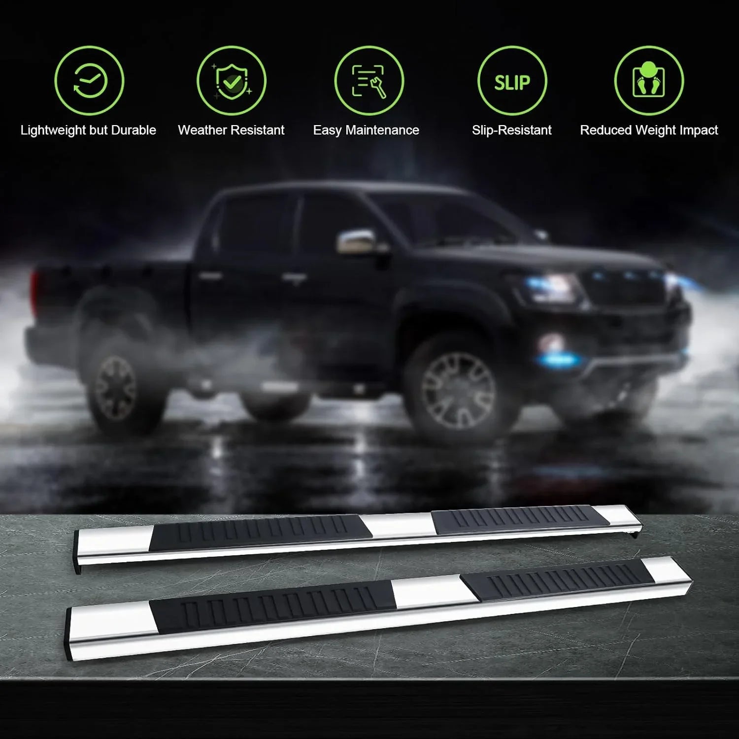 6" Chrome Running Boards Custom Fit 2019-2024 Chevy Silverado/Gmc Sierra 1500 & 2020-2024 Silverado/Sierra 2500/3500 Crew Cab Aluminum Polished Side Step Nerf bar