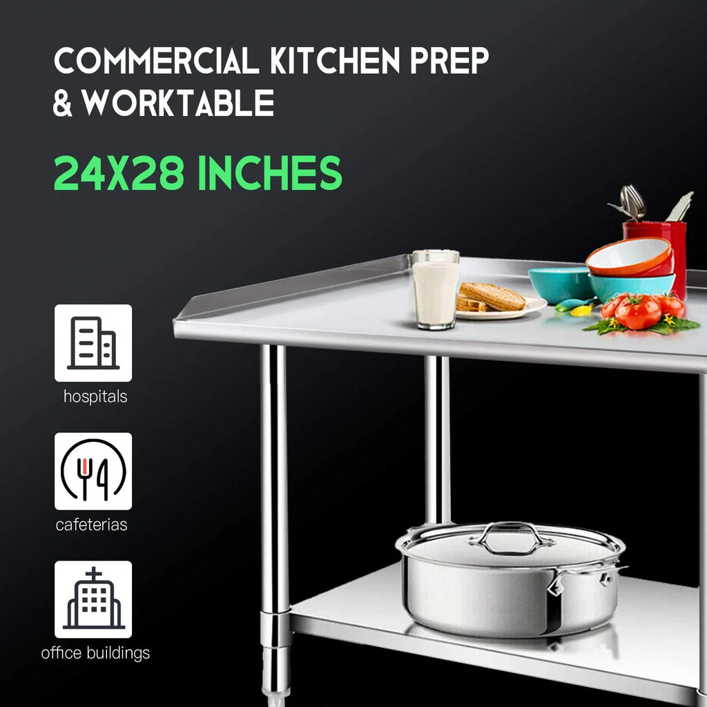 Stainless Steel Work Table - Kitchen &  Table with Undershelf Workstation for Kitchen Home Restaurant Hotel-Heavy Duty Equipment Grill Stand - 24x28 Inches
