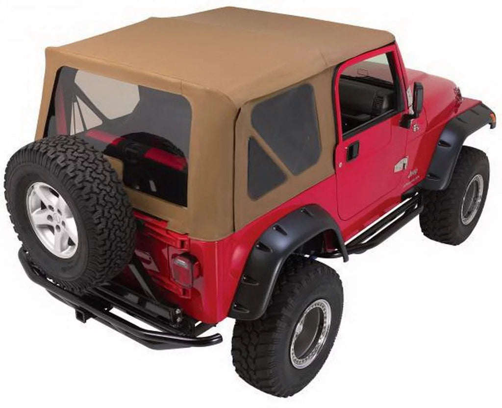 Rampage by RealTruck 68836 Complete Soft Top Kit With Frame & Hardware For 1997-2006 Jeep Wrangler , With Full Steel Doors, Khaki Diamond /Tinted Windows